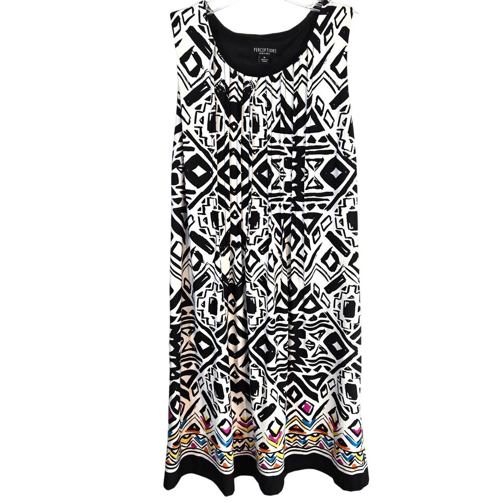 Perfection Women's Dress Size Medium M  Black White Sleeveless Misses 8 10